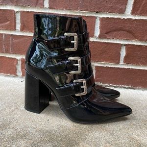 Black Patent Leather Ankle Boots | Sz 7